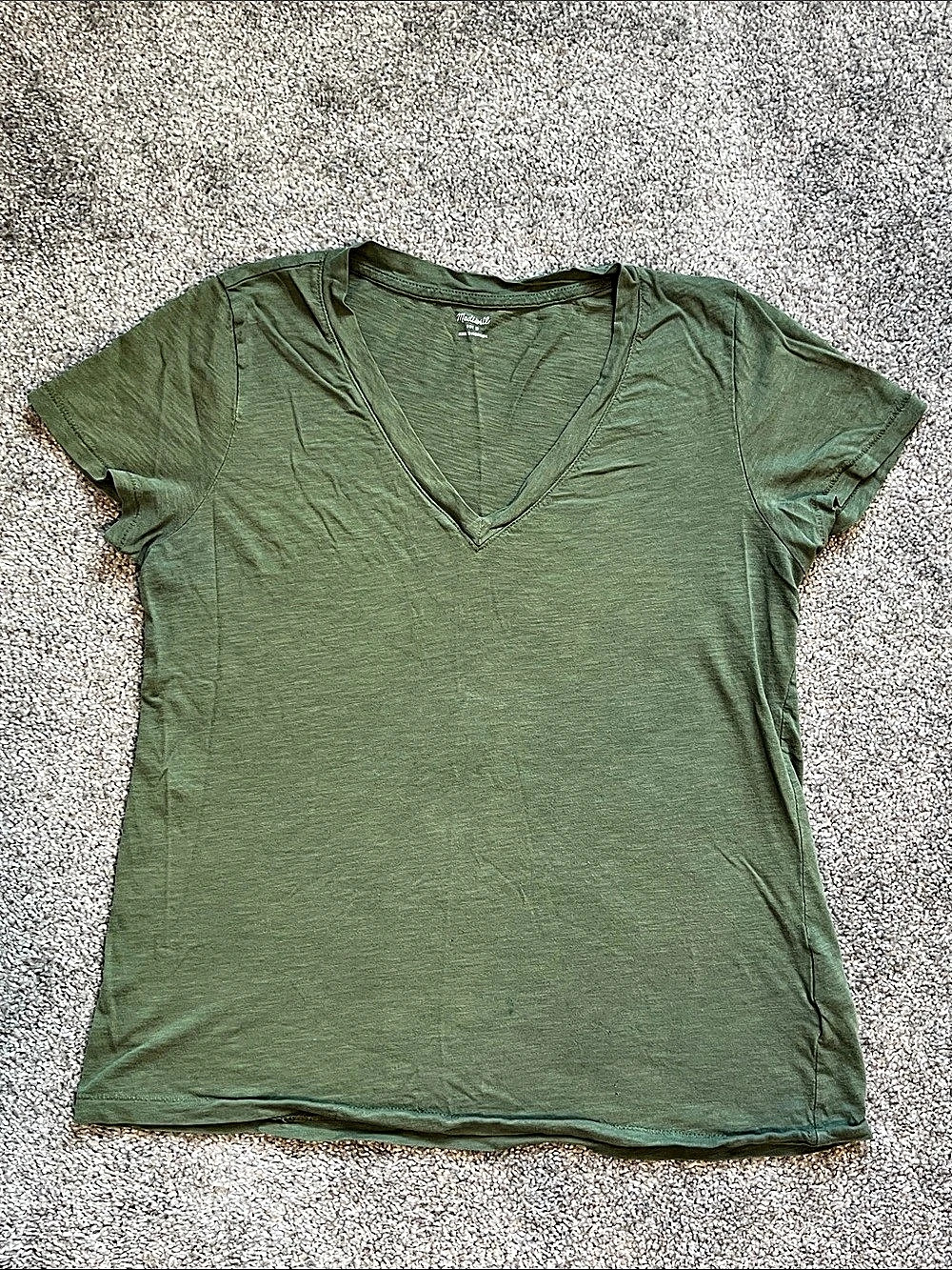 Madewell The Whisper Cotton V-Neck Tee Olive Green Size Small S